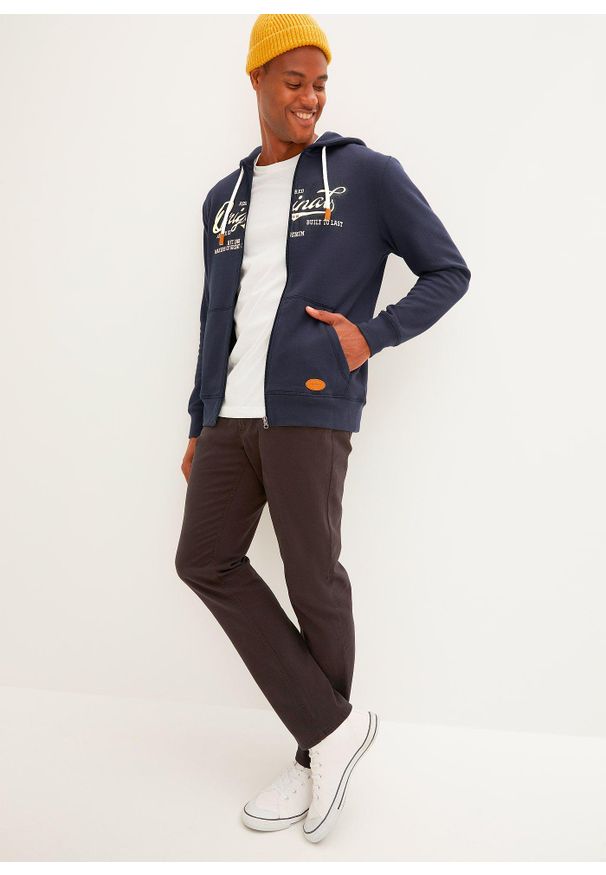 bonprix - Bluza rozpinana z kapturem, z miękko szczotkowaną spodnią stroną. Typ kołnierza: kaptur. Kolor: niebieski