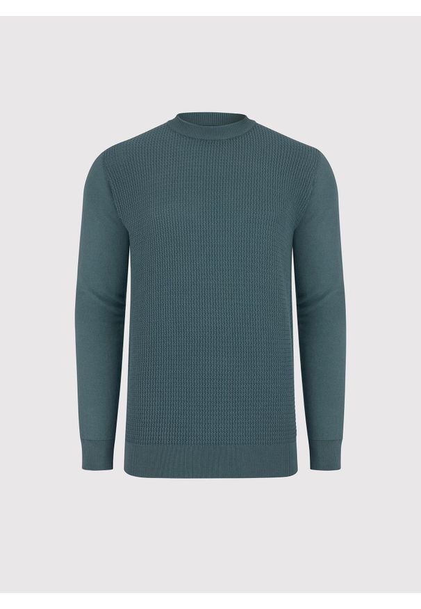 Pako Lorente - PAKO LORENTE - Turkusowy sweter męski. Kolor: turkusowy, brązowy. Materiał: poliamid, bawełna. Sezon: jesień