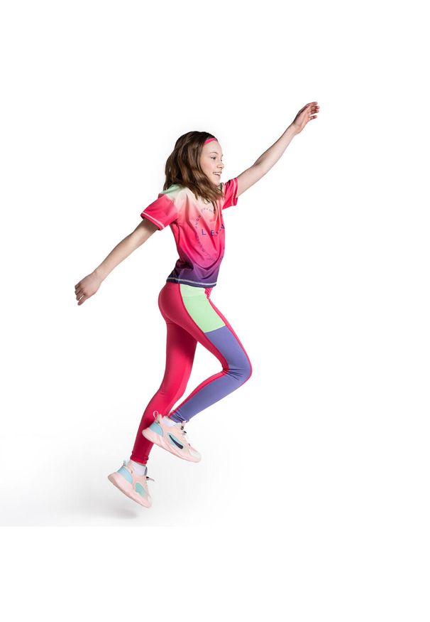 Legginsy do gimanstyki dla dzieci Lemon Explore WL5 z kieszenią. Kolor: różowy. Materiał: poliester, elastan. Styl: sportowy