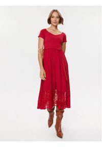 Guess Sukienka codzienna Tiana W3BK68 WE6D2 Czerwony Regular Fit. Okazja: na co dzień. Kolor: czerwony. Materiał: syntetyk. Typ sukienki: proste. Styl: casual #1