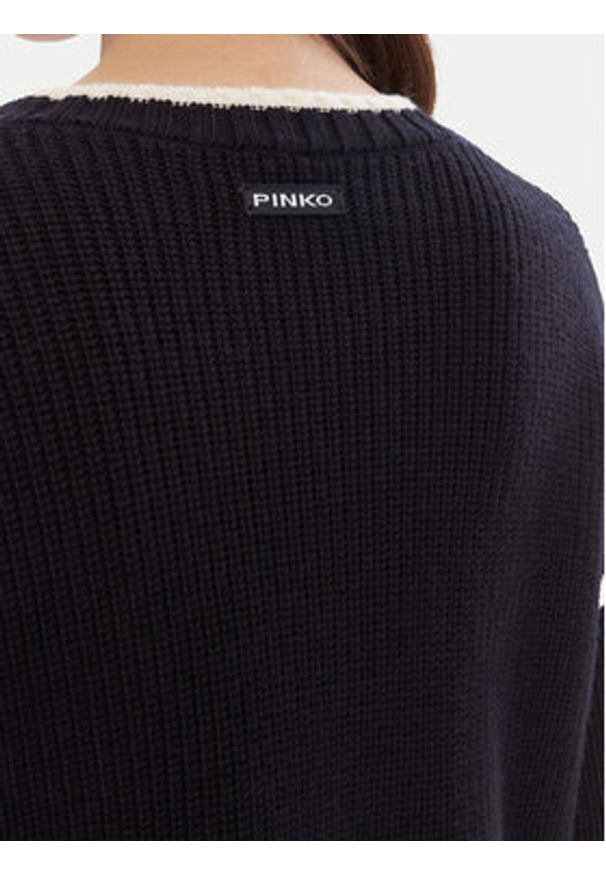 Pinko - PINKO Sweter Alicudi 105397 A2PK Granatowy Regular Fit. Kolor: niebieski. Materiał: wełna