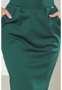 Numoco - Sukienka ołówkowa midi z pasem taliowana krótki rękaw zielona. Kolor: zielony. Materiał: materiał, elastan, dzianina. Długość rękawa: krótki rękaw. Typ sukienki: ołówkowe. Długość: midi