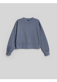 4f - 4F Bluza dresowa regular bez kaptura damska - denim L. Okazja: na co dzień. Typ kołnierza: bez kaptura. Kolor: niebieski. Materiał: denim, dresówka. Styl: casual, klasyczny #1