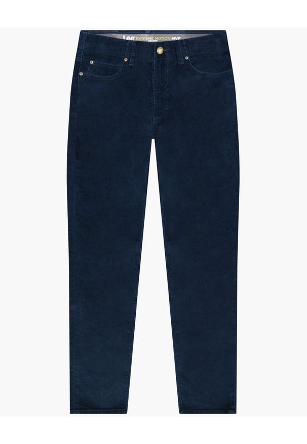 Lee - MESKIE SPODNIE MATERIAŁOWE LEE DAREN ZIP FLY RIVET NAVY 112373981. Materiał: materiał