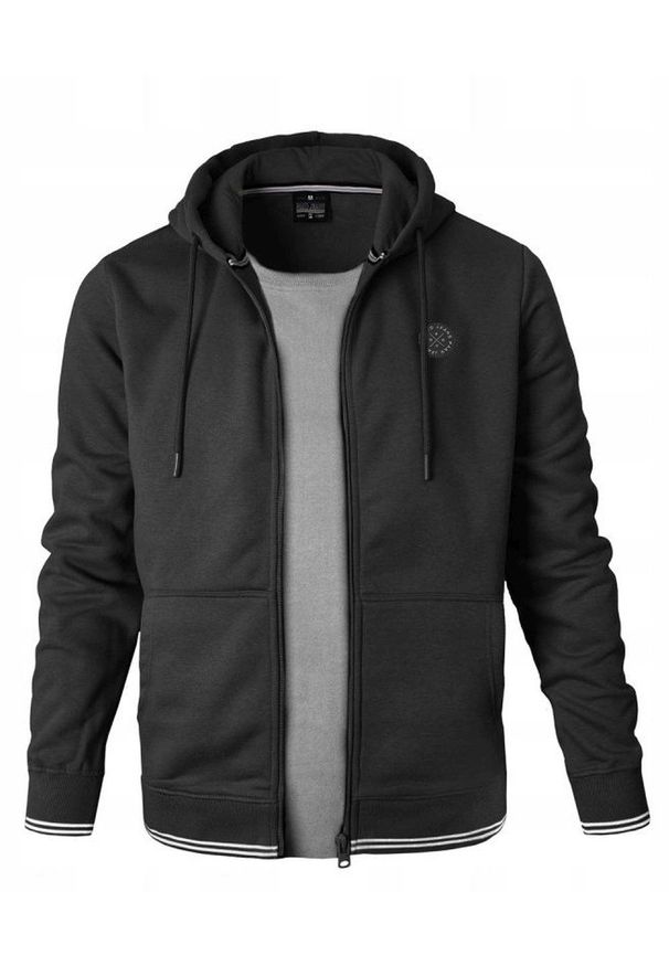 Rozpinana Bluza Męska z Kapturem - Pako Jeans - Czarna. Typ kołnierza: kaptur. Kolor: czarny. Materiał: poliester, bawełna. Styl: klasyczny