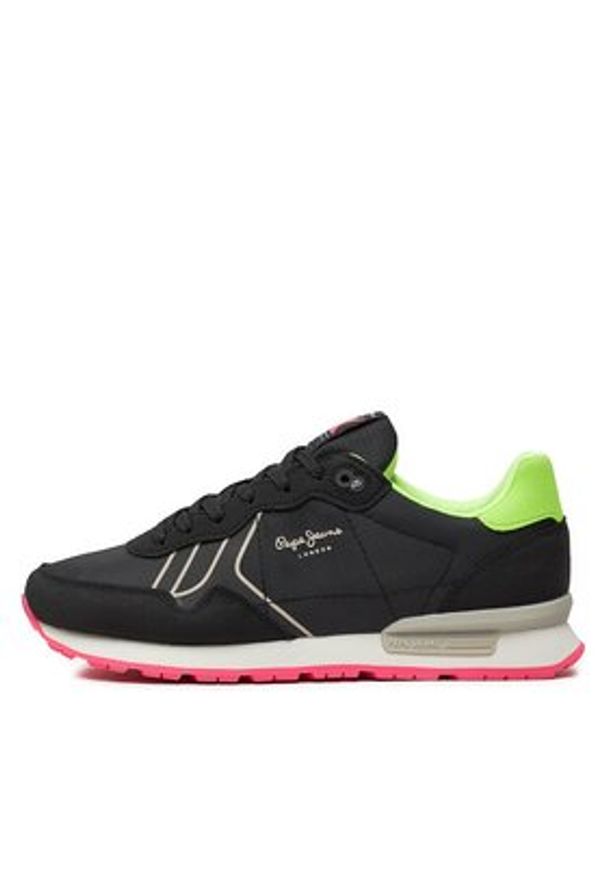 Pepe Jeans Sneakersy Brit Neon W PLS40011 Czarny. Kolor: czarny. Materiał: skóra