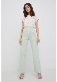 Pieces jeansy damskie high waist. Stan: podwyższony. Kolor: zielony #1