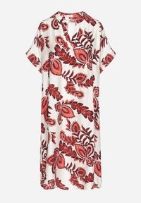 Born2be - Bordowa Sukienka z Wiskozą i Lnem Pudełkowa z Kieszeniami w Kwiatowy Wzór Boho Natundelia. Okazja: na co dzień. Kolor: czerwony. Materiał: len, wiskoza. Wzór: kwiaty. Styl: boho #6