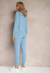 Renee - Niebieski Komplet Dresowy z Bawełny Dresowe Spodnie i Bluza z Golfem na Suwak Sufinia. Kolor: niebieski. Materiał: bawełna, dresówka. Sport: golf #6