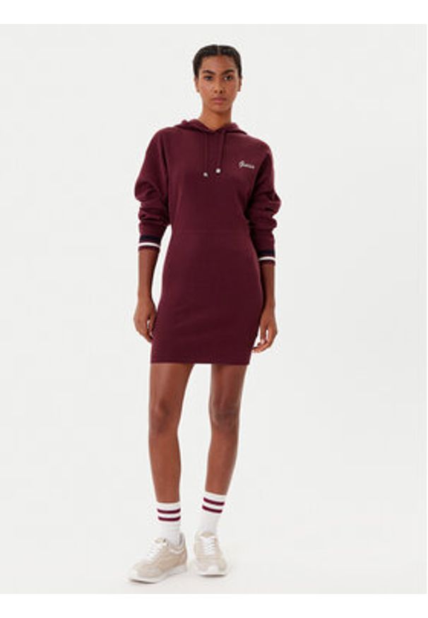 Guess Sukienka dzianinowa V5BK01 Z1152 Bordowy Regular Fit. Kolor: czerwony. Materiał: akryl