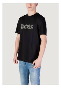 BOSS T-Shirt Te_Logotexture 50534923 Czarny Regular Fit. Kolor: czarny. Materiał: bawełna #4