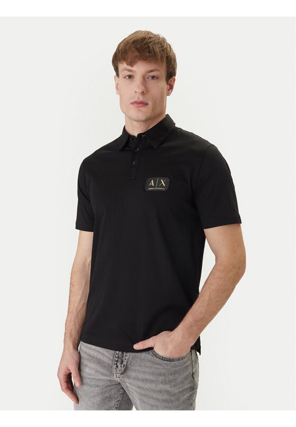 Armani Exchange Polo XM002232 AF10364 UC001 Czarny Regular Fit. Typ kołnierza: polo. Kolor: czarny. Materiał: bawełna