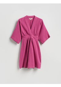 Reserved - Muślinowa sukienka - brudny róż. Kolor: różowy. Materiał: tkanina, bawełna. Typ sukienki: proste