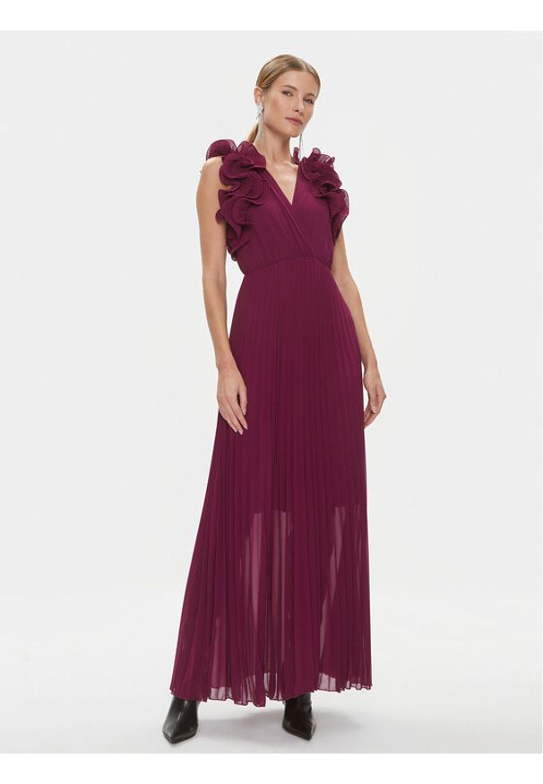 ViCOLO Sukienka wieczorowa TR0635 Bordowy Regular Fit. Kolor: czerwony. Materiał: syntetyk. Styl: wizytowy
