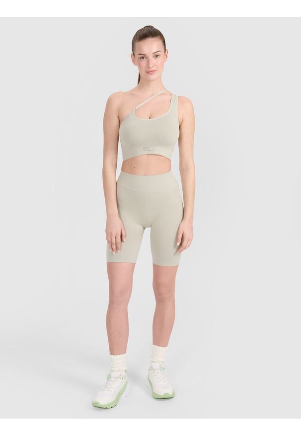 4f - 4F Legginsy kolarki bezszwowe treningowe damskie - beżowe M/L. Kolor: beżowy