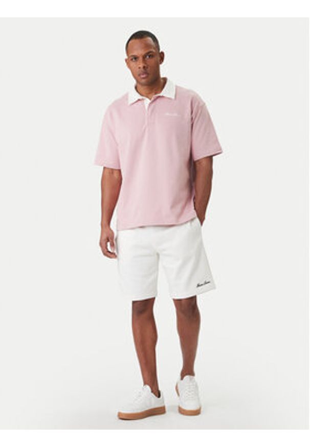 Guess Jeans Polo M6GP13 KCYM1 Różowy Oversize. Typ kołnierza: polo. Kolor: różowy. Materiał: bawełna