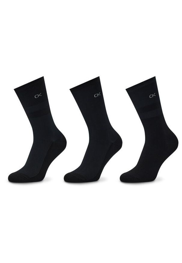 Calvin Klein Zestaw 3 par wysokich skarpet damskich 701219848 Czarny. Kolor: czarny. Materiał: materiał
