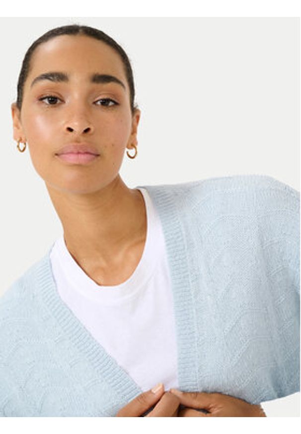 Kaffe Kardigan Kaemria 10506359 Niebieski Regular Fit. Kolor: niebieski. Materiał: bawełna, syntetyk