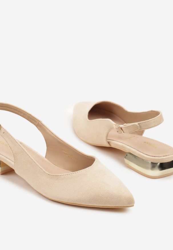 Renee - Beżowe Sandały Slingback Vices z Wkładką ze Skóry Naturalnej Galeresa. Okazja: na spotkanie biznesowe, do pracy, na co dzień. Zapięcie: pasek. Kolor: beżowy. Materiał: skóra. Obcas: na obcasie. Styl: biznesowy, elegancki, casual. Wysokość obcasa: niski