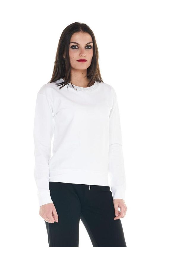 LEONE 1947 APPAREL - Damska bluza z okrągłym dekoltem Cristal Shine. Kolor: biały. Materiał: tkanina. Sport: fitness