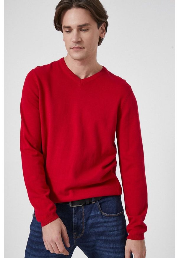 medicine - Medicine - Sweter bawełniany Commercial. Okazja: na co dzień. Kolor: czerwony. Materiał: bawełna. Długość rękawa: długi rękaw. Długość: długie. Styl: casual