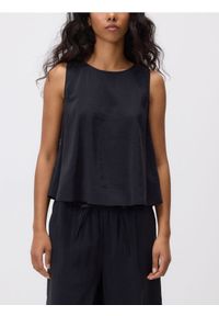 Reserved - Bluzka z modalem - czarny. Kolor: czarny. Materiał: tkanina