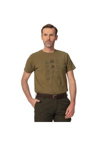 TAGART - T-shirt myśliwski męski Tagart Fnt Rover Olive tematyczny nadruk. Kolor: zielony. Wzór: nadruk #1