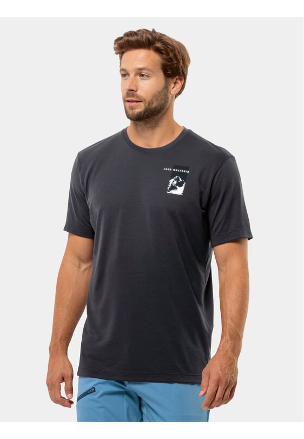 Jack Wolfskin T-Shirt Vonnan 1809941 Szary Regular Fit. Kolor: szary. Materiał: syntetyk