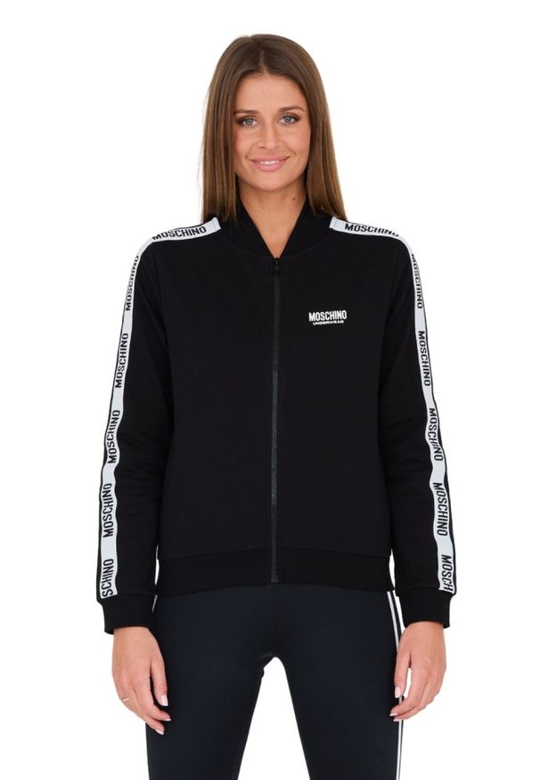 MOSCHINO Czarna bluza z lampasami. Kolor: czarny