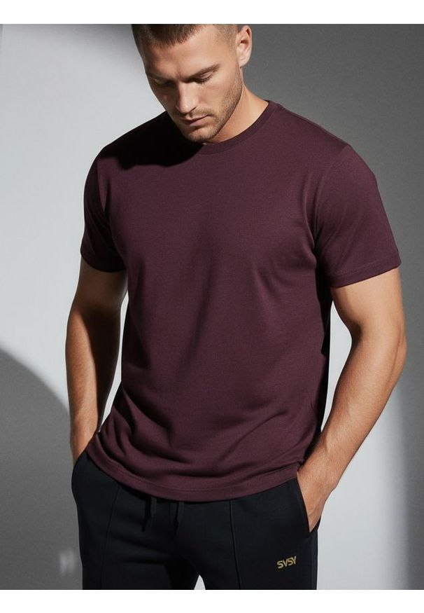 Sinsay - Koszulka basic - bordowy. Kolor: czerwony