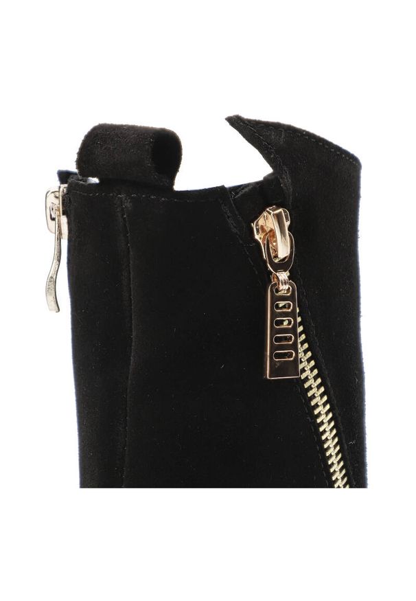 DAMISS - Czarne Botki Damiss Stylowe Obuwie Jesienne. Zapięcie: zamek. Kolor: czarny. Materiał: jeans, materiał, welur, skóra. Sezon: jesień. Obcas: na obcasie. Styl: elegancki. Wysokość obcasa: średni