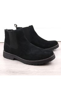 Skórzane zamszowe buty sztyblety męskie wsuwane czarne Filippo MBT5003. Zapięcie: bez zapięcia. Kolor: czarny. Materiał: zamsz, skóra #5