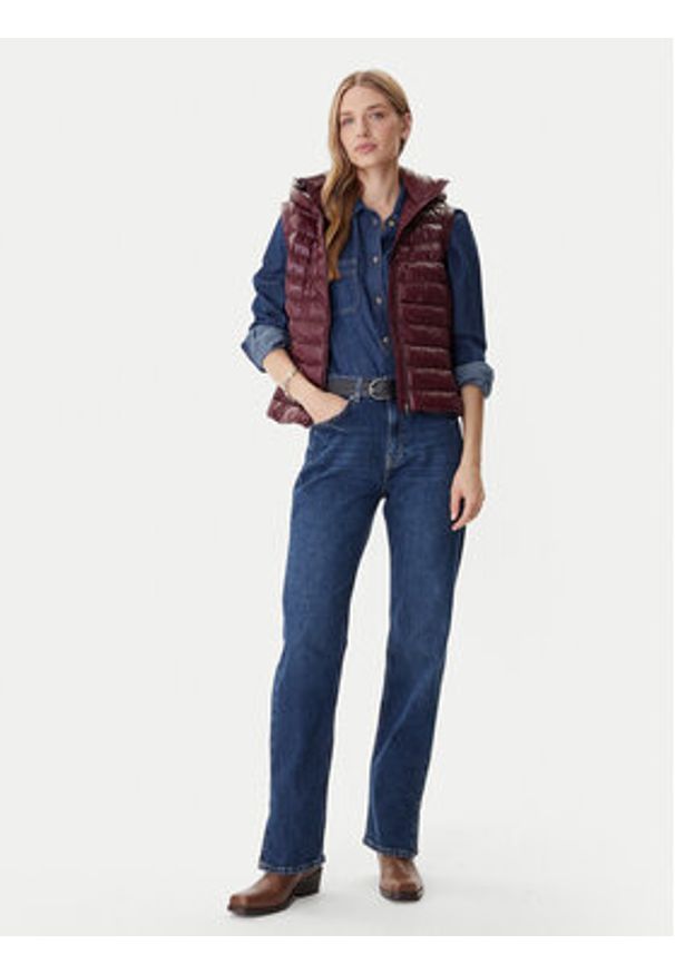 TOMMY HILFIGER - Tommy Hilfiger Bezrękawnik WW0WW47352 Bordowy Slim Fit. Kolor: czerwony. Materiał: syntetyk. Długość rękawa: bez rękawów