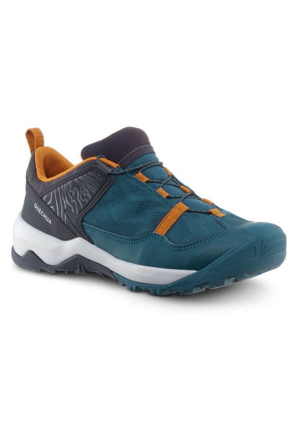 quechua - Buty turystyczne dla dzieci Quechua Crossrock. Kolor: wielokolorowy, pomarańczowy, szary, niebieski, turkusowy. Materiał: kauczuk, guma. Szerokość cholewki: normalna. Sport: wspinaczka