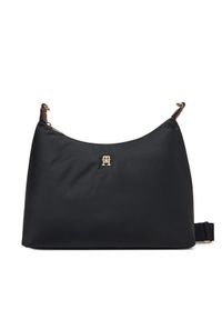 TOMMY HILFIGER - Tommy Hilfiger Torebka Popette Shoulder Bag AW0AW17937 Czarny. Kolor: czarny. Materiał: skórzane