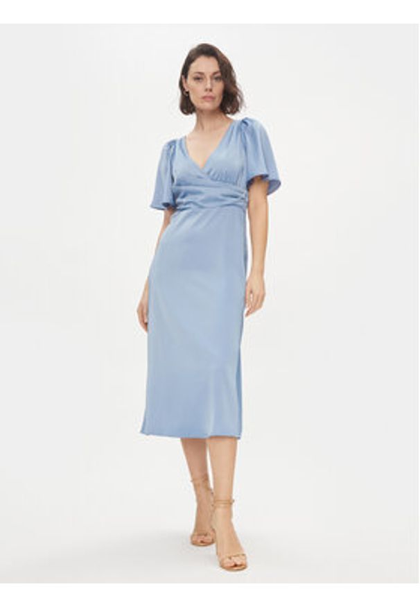 YAS Sukienka koktajlowa Athena 26032476 Niebieski Regular Fit. Kolor: niebieski. Materiał: syntetyk. Styl: wizytowy