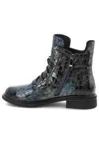 Niebieskie Botki S.Barski Modne Obuwie Damskie. Zapięcie: sznurówki. Kolor: niebieski. Materiał: skóra, materiał, lakier. Styl: klasyczny, elegancki #6