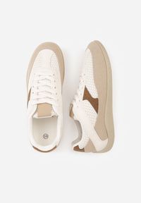 Renee - Brązowe Sneakersy z Geometrycznym Wzorem Elrineth. Kolor: brązowy. Materiał: prążkowany, jeans. Wzór: geometria #9