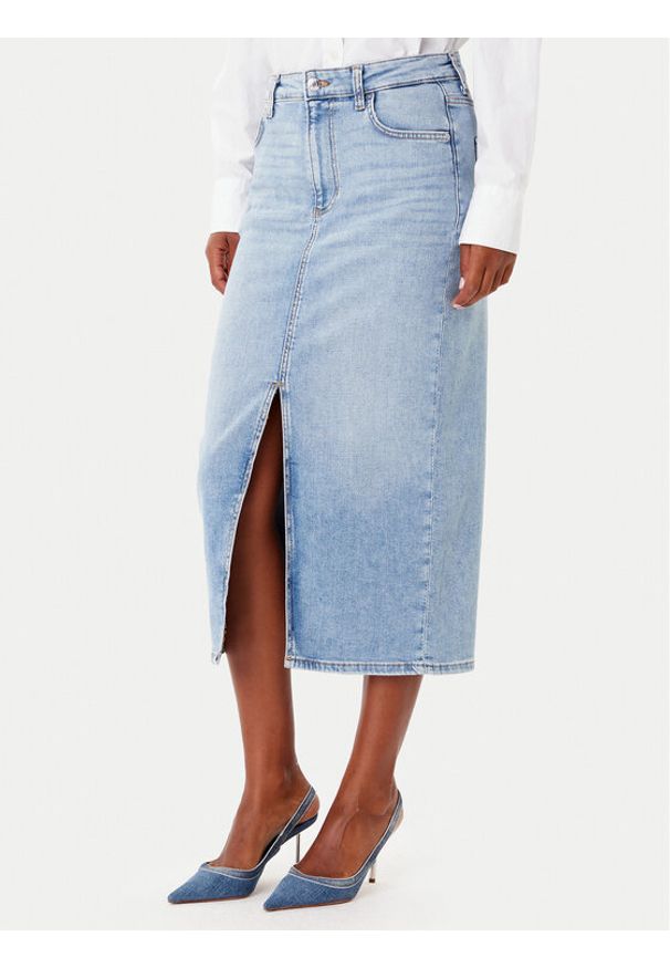 Guess Spódnica jeansowa W5YD1L D5QQ0 Niebieski Regular Fit. Kolor: niebieski. Materiał: syntetyk, bawełna