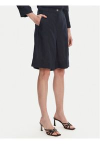 Marella Bermudy Pireo 2513141044 Granatowy Relaxed Fit. Kolor: niebieski. Materiał: len