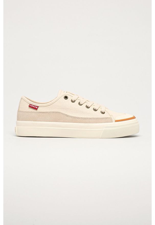 Levi's® - Levi's Tenisówki Square Low S damskie. Okazja: na spotkanie biznesowe. Nosek buta: okrągły. Zapięcie: sznurówki. Kolor: beżowy. Materiał: guma. Styl: biznesowy