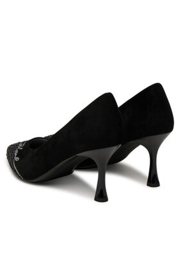 Karl Lagerfeld - KARL LAGERFELD Czółenka Sienna Signature Pump KL32712 Czarny. Kolor: czarny. Materiał: zamsz, skóra