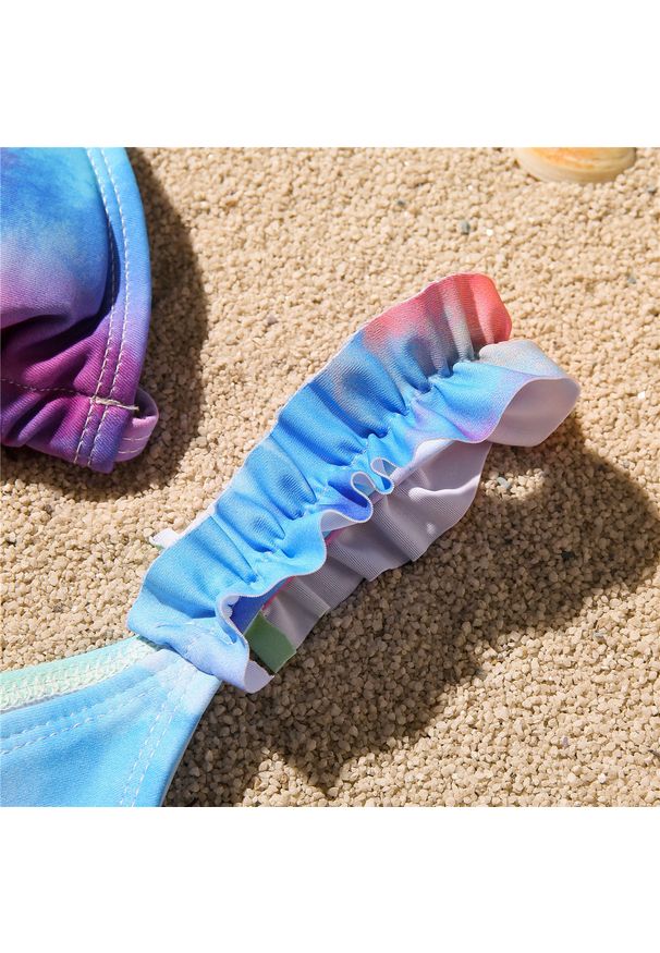 Intica - Bikini trójkątne z falbanką na plażę Mikyung. Kolor: żółty. Materiał: materiał