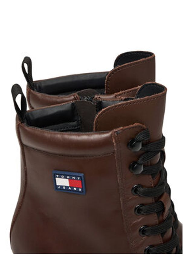 Tommy Jeans Botki Tjw Lace Up EN0EN02832 Brązowy. Kolor: brązowy. Materiał: skóra