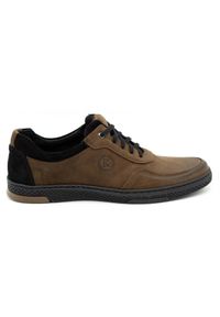 KOMODO Buty męskie skórzane casual 918K brązowe. Okazja: na co dzień. Kolor: brązowy. Materiał: skóra. Styl: casual