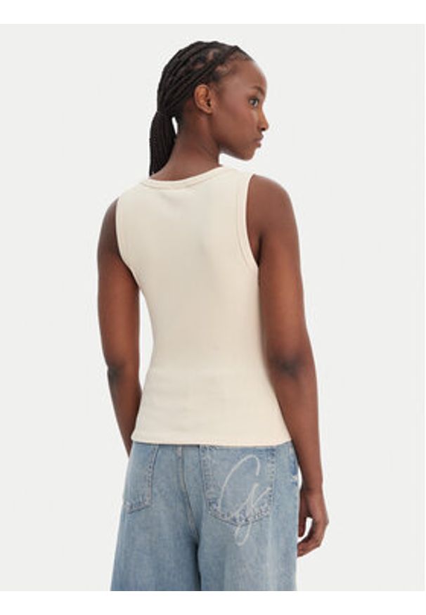 Guess Top W6GP22 K2954 Beżowy Regular Fit. Kolor: beżowy. Materiał: syntetyk