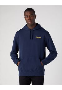 Wrangler - WRANGLER LOGO HOODIE MĘSKA BLUZA Z KAPTUREM NIEROZPINALNA NAVY BLUE W654I4114. Typ kołnierza: kaptur #1