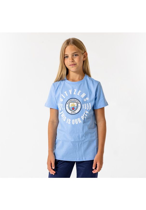 MANCHESTER CITY - Koszulka Manchester City dla dzieci. Kolor: niebieski. Materiał: bawełna. Sport: piłka nożna