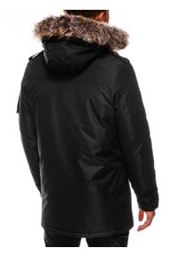 Ombre Clothing - Kurtka męska zimowa parka C410 - czarna - XL. Kolor: czarny. Materiał: poliester. Sezon: zima #4