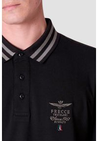 Aeronautica Militare - AERONAUTICA MILITARE Czarny męski longsleeve polo Frecce Tricolori, Rozmiar XXL. Typ kołnierza: polo. Kolor: czarny. Długość rękawa: długi rękaw